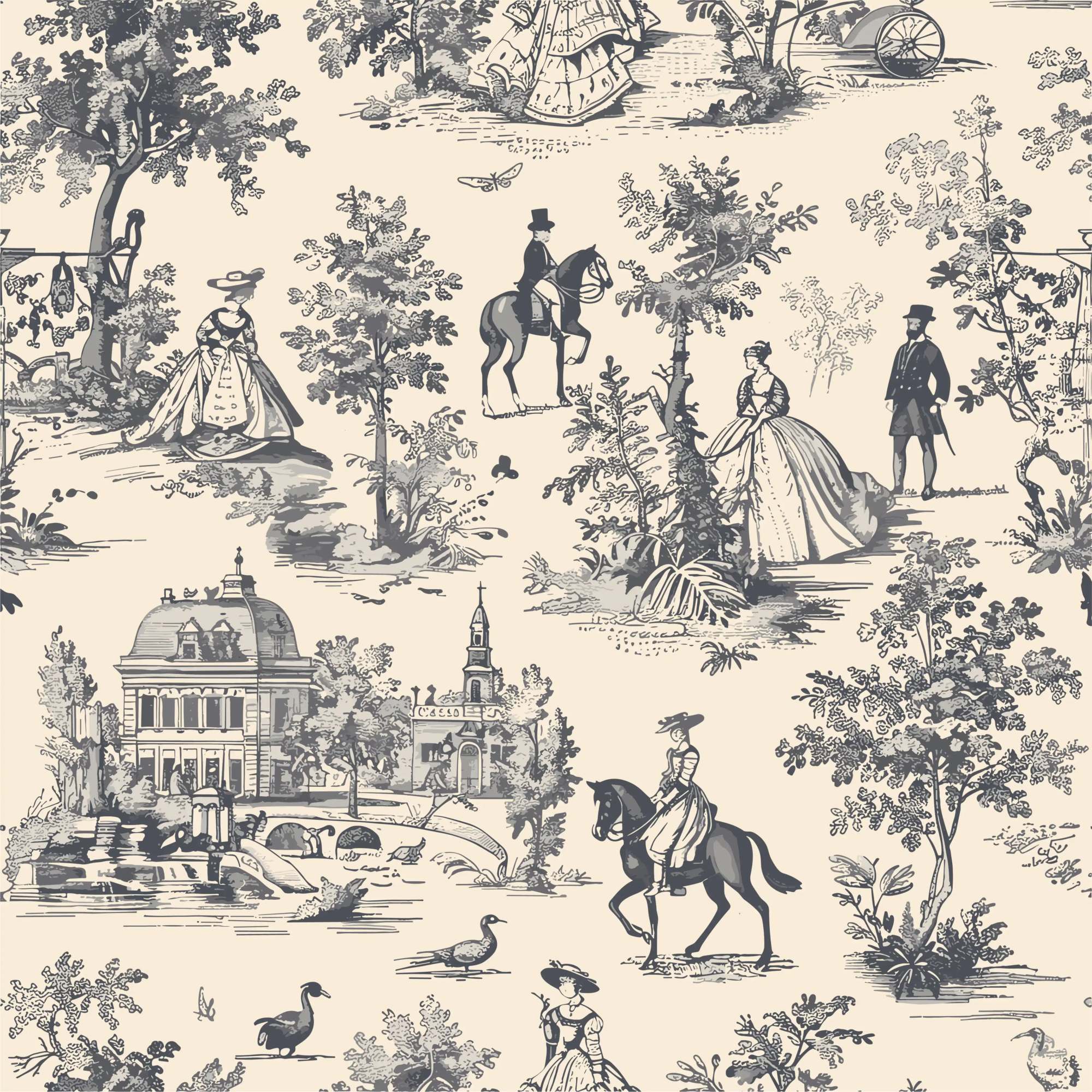 Vintage Fair Street Toile De Jouy